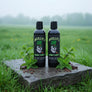 Two bottles of Skully's Irish Mint Beard Wash on a white background