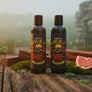 Two bottles of Skully's Luck Beard Wash with a colorful skull design on a white background.