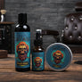Skully's Savage beard care products including wash, oil, and balm