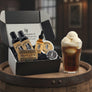 Skully's grooming product set in a box with various items including bottles, a comb, and a bar.