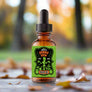 Skully's Zombie Brew beard oil bottle with green label on a white background