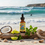 Skully's Shark Oil bottle with colorful label on a white background