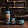 Skully's Savage beard care product set including wash, oil, and butter
