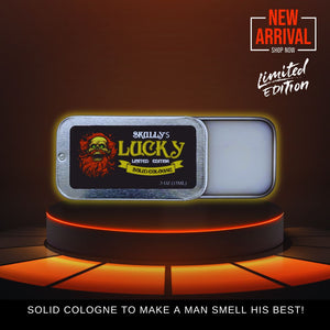 Lucky Seasonal Limited Edition Solid Cologne .5 oz. redwood, grapefruit, amber, saffron solid cologne