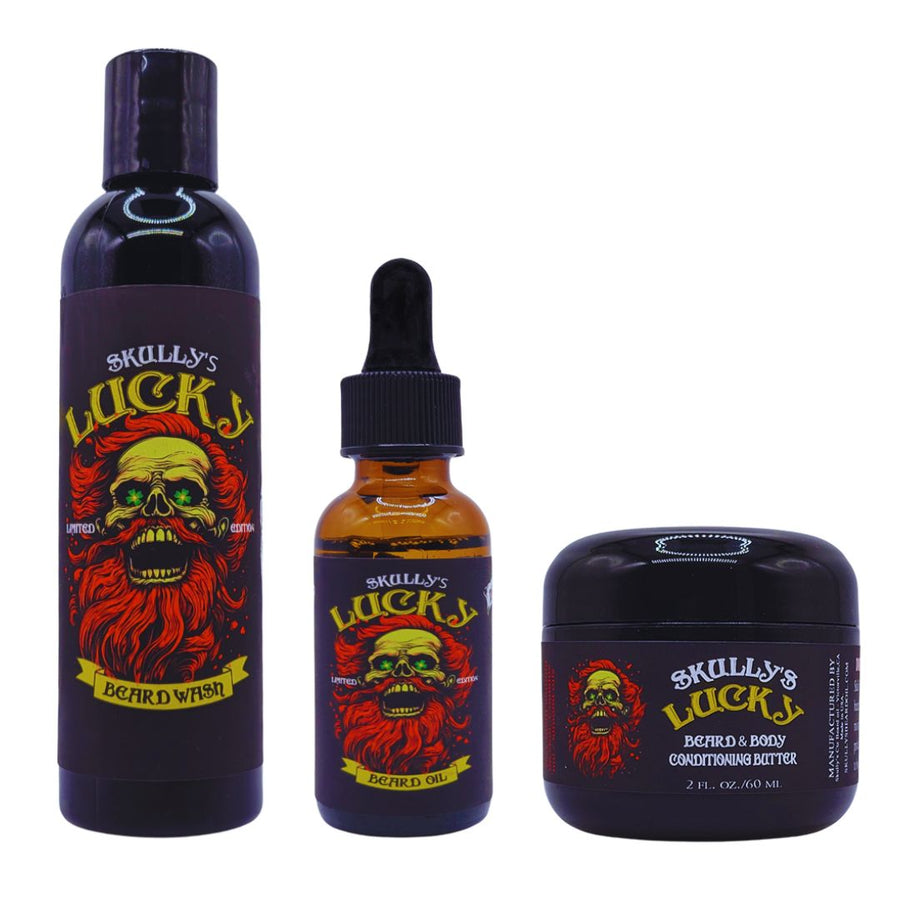 Lucky Beard oil, Beard wash & Beard butter Combo Pack (Seasonal Limited Edition) redwood, red grapefruit, amber, saffron