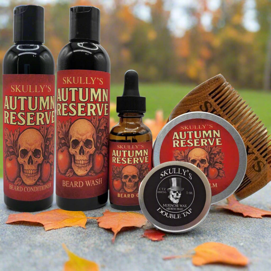 Skully's Autumn Reserve beard care product set 