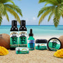 Collection of Skully's Varrooned beard care products on a white background
