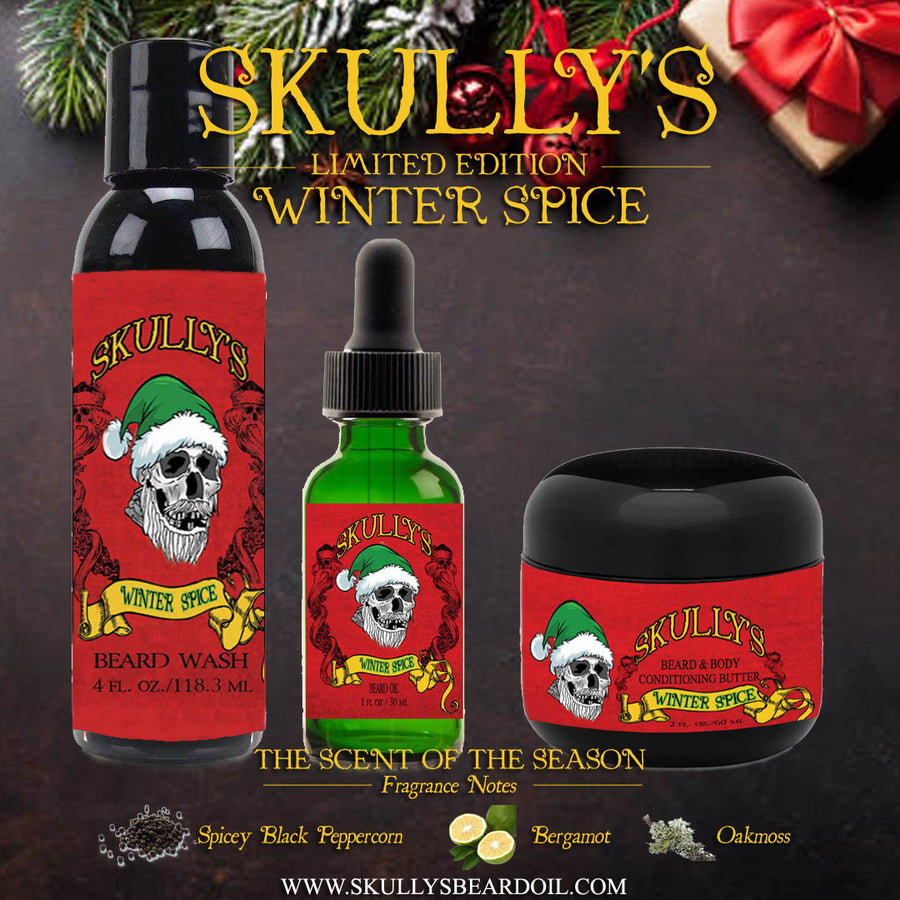 Winter Spice Beard oil, Beard wash & Beard butter Combo Pack (Limited Edition) by skullys beard oil