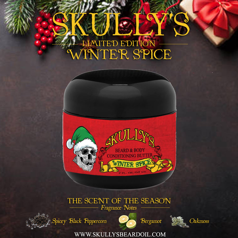 Winter Spice (Holiday Limited Edition) Beard & Body Conditioning Butter 2 oz. Available until December 31st, beard butter by Skullys Beard Oil