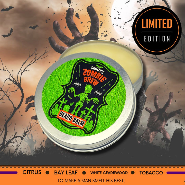 Zombie Brew Beard Balm (Seasonal Limited Edition) 2 oz. , halloween beard balm, tobacco and bay leaf balm
