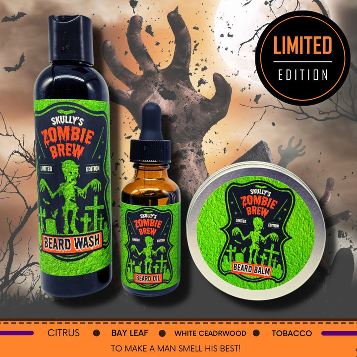 Zombie Brew Beard oil, beard balm &  beard wash halloween Tobacco and Bayleaf scented 