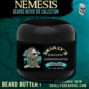 Nemesis Beard & Body Conditioning Butter 2 oz., cedar leather beard butter, beard butter, skullys beard oil