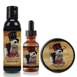 Scrooge Beard Care Combo Pack (Seasonal Limited Edition) by skullys beard oil, oatmeal stout beard oil, oatmeal stout beard balm