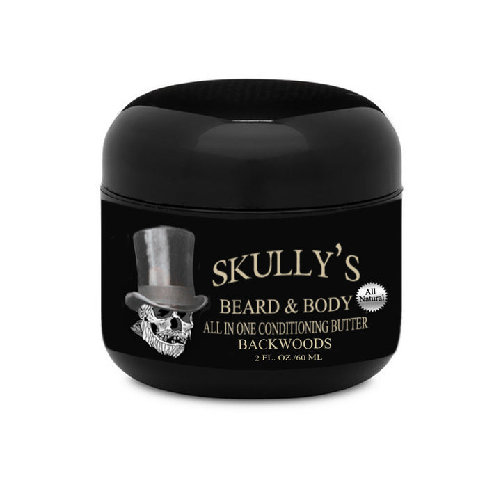 Backwoods Beard & Body All In One Conditioning Butter 2 oz, eucalyptus beard butter, beard butter woody by skullys beard oil