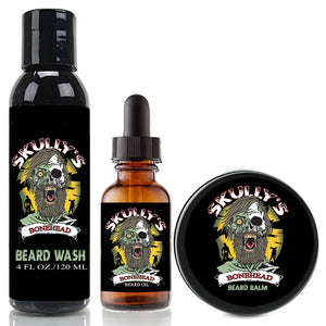Bonehead Beard Oil, Beard Balm & Beard Wash Combo Pack (Beards Never Die Collection)