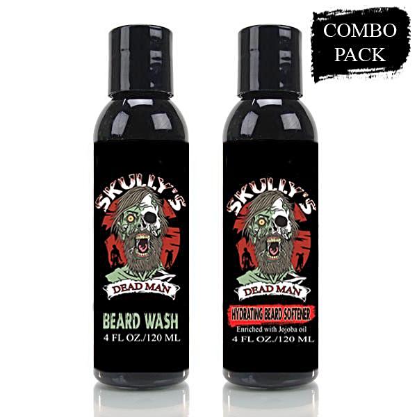dead man hydrating beard softener and beard wash combo pack, beard softener, beard wash, the best beard wash, zombie beard by skullys beard oil