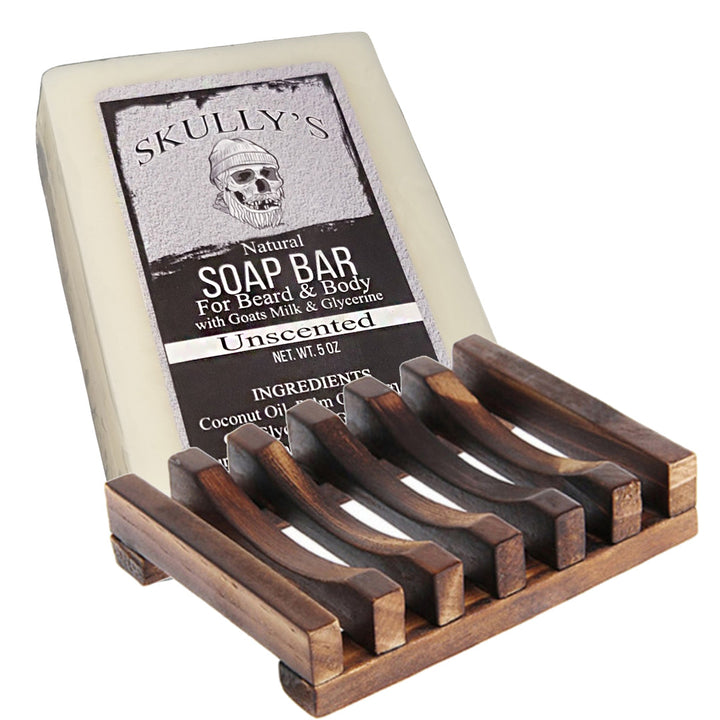 Skully’s Beard & Body goats milk Natural Bar Soap & Wooden Soap Bar Dish Pack