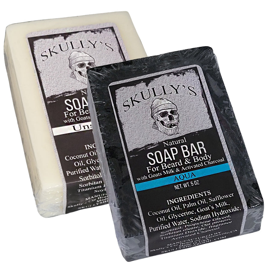 Skully’s Aqua & Unscented Beard & Body Bar Soap goats milk Combo pack
