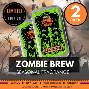 Men's Solid Cologne - Tobacco & Bay Leaf Scented Cologne | Limited Edition, zombie brew solid cologne by skullys beard oil